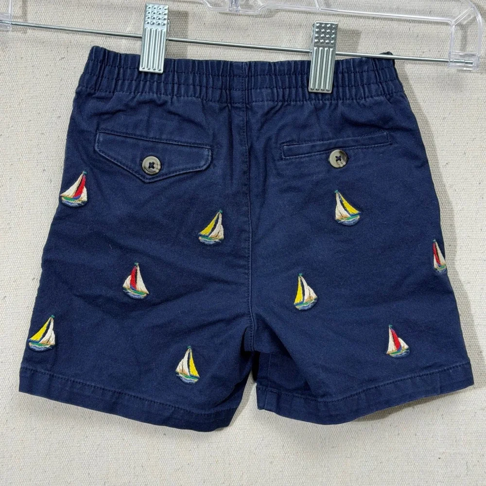 Ralph Lauren Sailboat Shorts Toddler 18M Navy Blue Nautical Preppy Embroidered